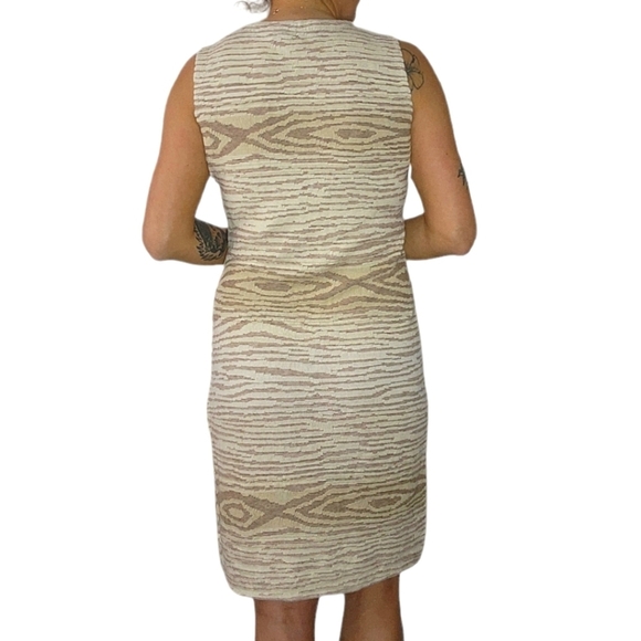 Lauren Ralph Lauren Striped Creme Body-Con Dress Size Medium Cotton Linen - Picture 3 of 5